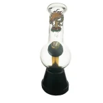 Psychedelic Mushroom Small Glass Bonza Bong 18cm with a vibrant mushroom-themed design and durable glass.
