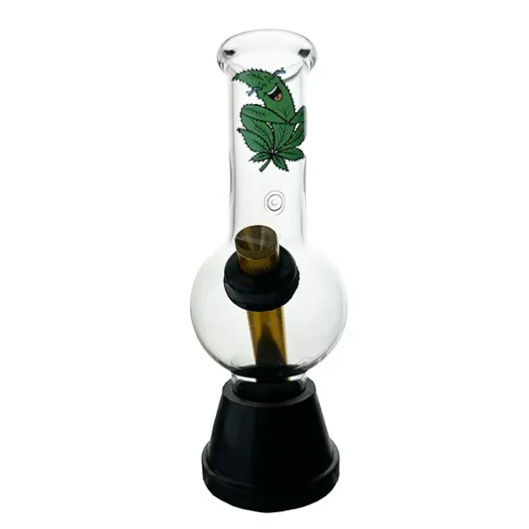 Laughing Leaf Small Glass Bonza Bong 18cm with a playful leaf-themed design and durable glass.
